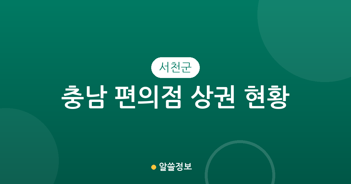 충남 서천군 편의점 상권 현황 분석: 장항읍·서천읍·서면 밀집도 확인