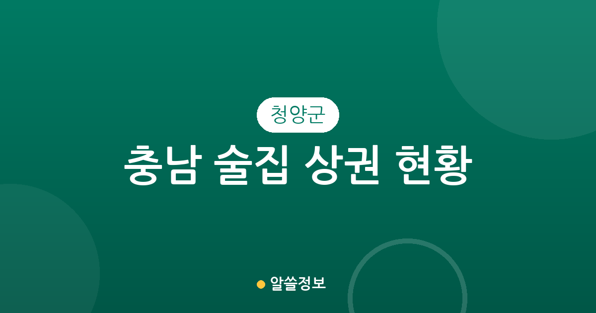 충남 청양군 술집 상권 현황 분석: 청양읍부터 정산면까지 지역별 분포 정리