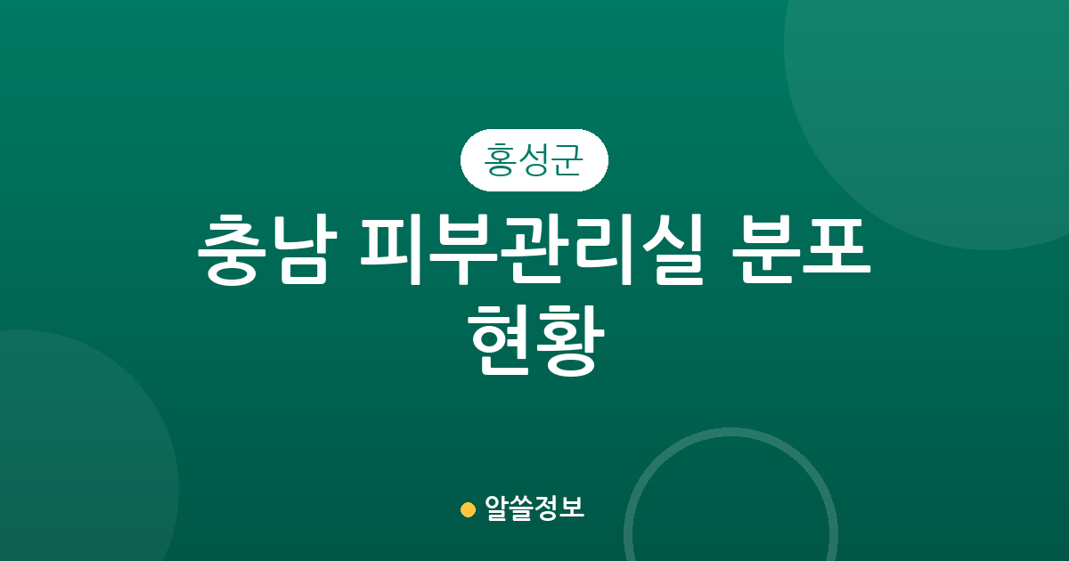 충남 홍성군 피부관리실 분포 현황: 홍성읍과 홍북읍 중심의 에스테틱 상권 분석
