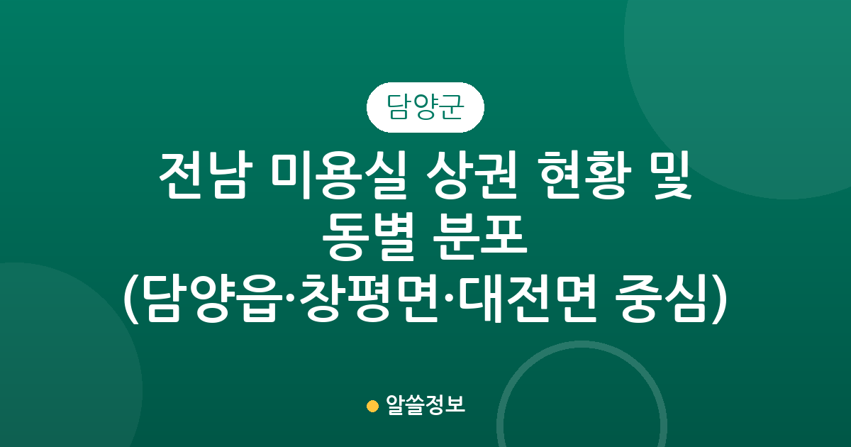 전남 담양군 미용실 상권 현황 및 동별 분포 분석 (담양읍·창평면·대전면 중심)