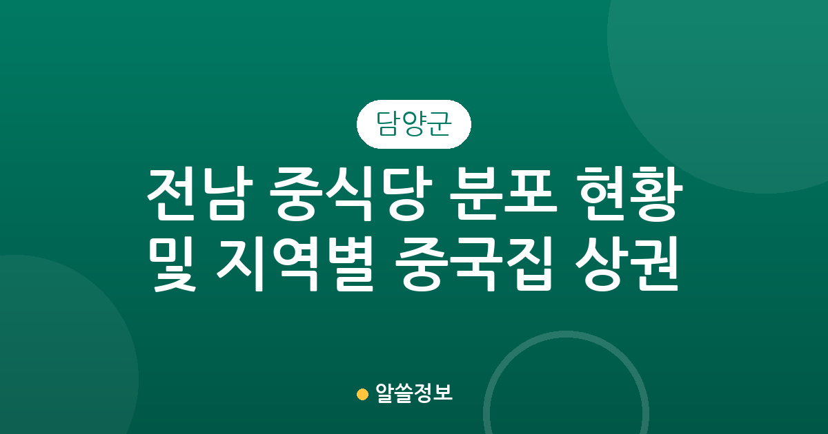 전남 담양군 중식당 분포 현황 및 지역별 중국집 상권 분석