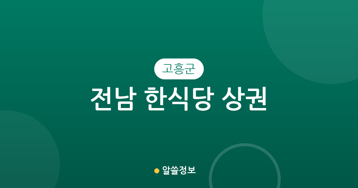 전남 고흥군 한식당 상권 분석: 고흥읍·도양읍 등 지역별 분포 현황