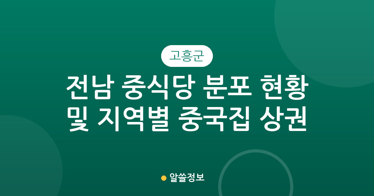 전남 고흥군 중식당 분포 현황 및 지역별 중국집 상권 분석