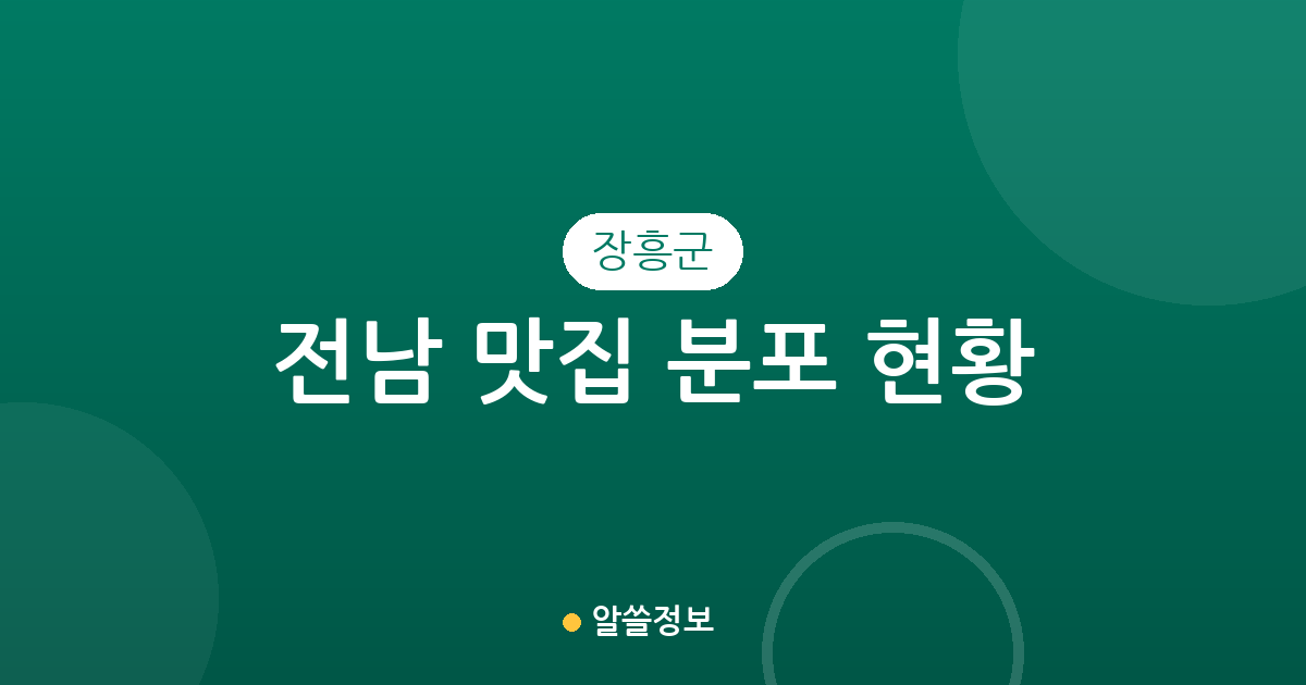전남 장흥군 맛집 분포 현황 분석: 장흥읍부터 면 단위까지 한눈에 보는 상권 정보