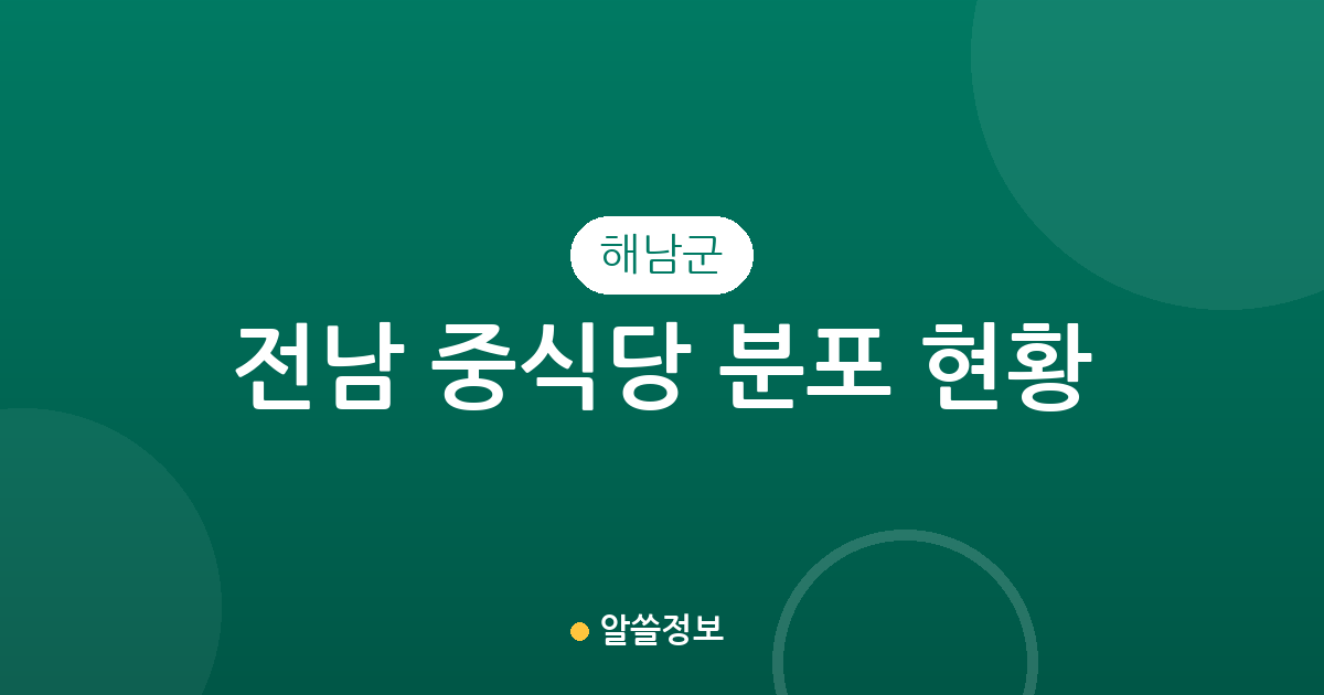 전남 해남군 중식당 분포 현황 분석: 해남읍부터 면 단위까지 한눈에 보기