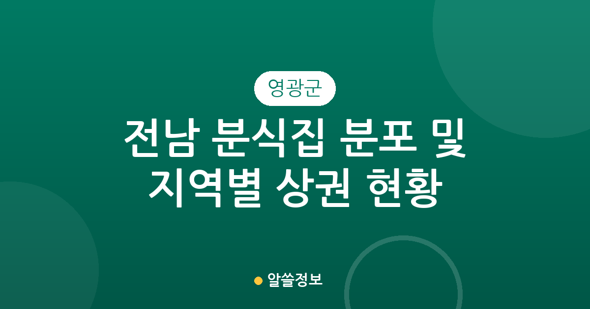 전남 영광군 분식집 분포 및 지역별 상권 현황 분석