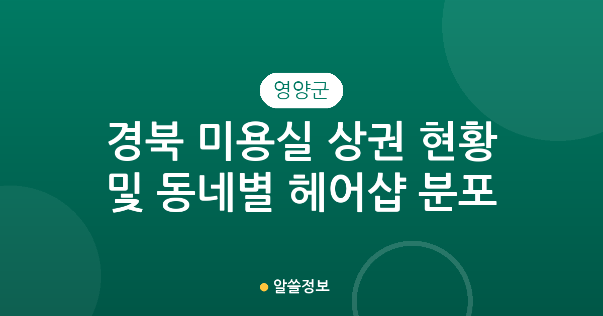 경북 영양군 미용실 상권 현황 및 동네별 헤어샵 분포 분석