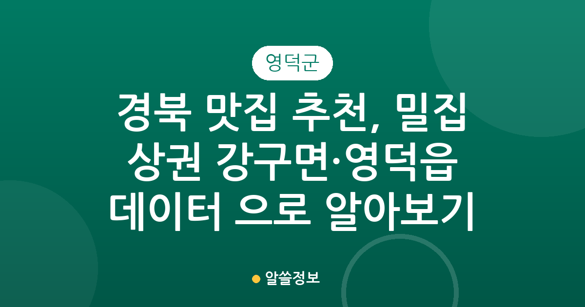 경북 영덕군 맛집 추천, 밀집 상권 강구면·영덕읍 데이터 분석으로 알아보기