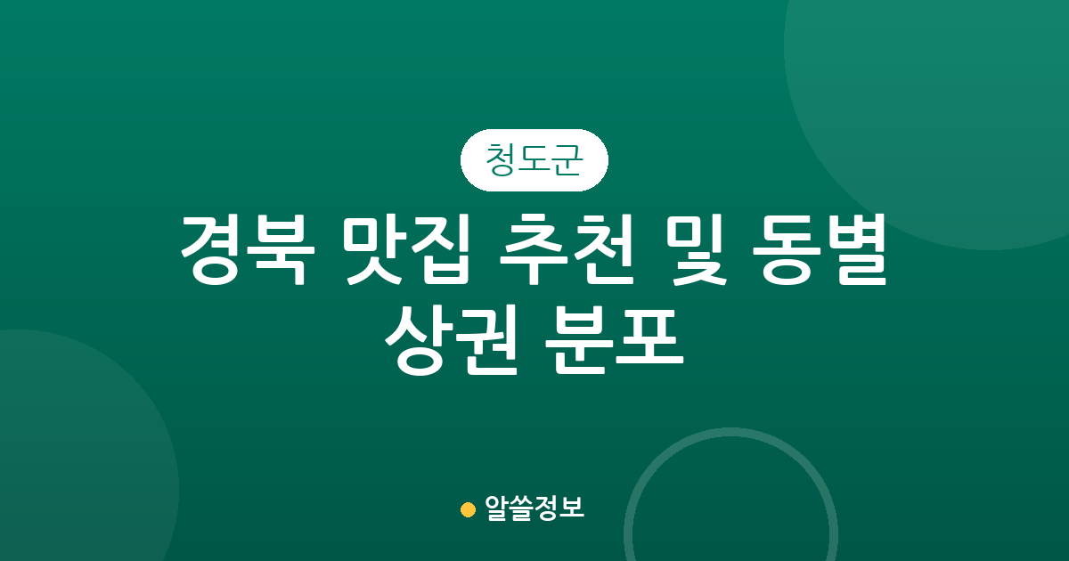 경북 청도군 맛집 추천 및 동별 상권 분포 분석