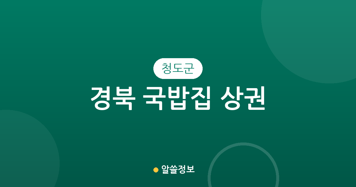 경북 청도군 국밥집 상권 분석: 청도읍부터 풍각면까지 지역별 분포 현황