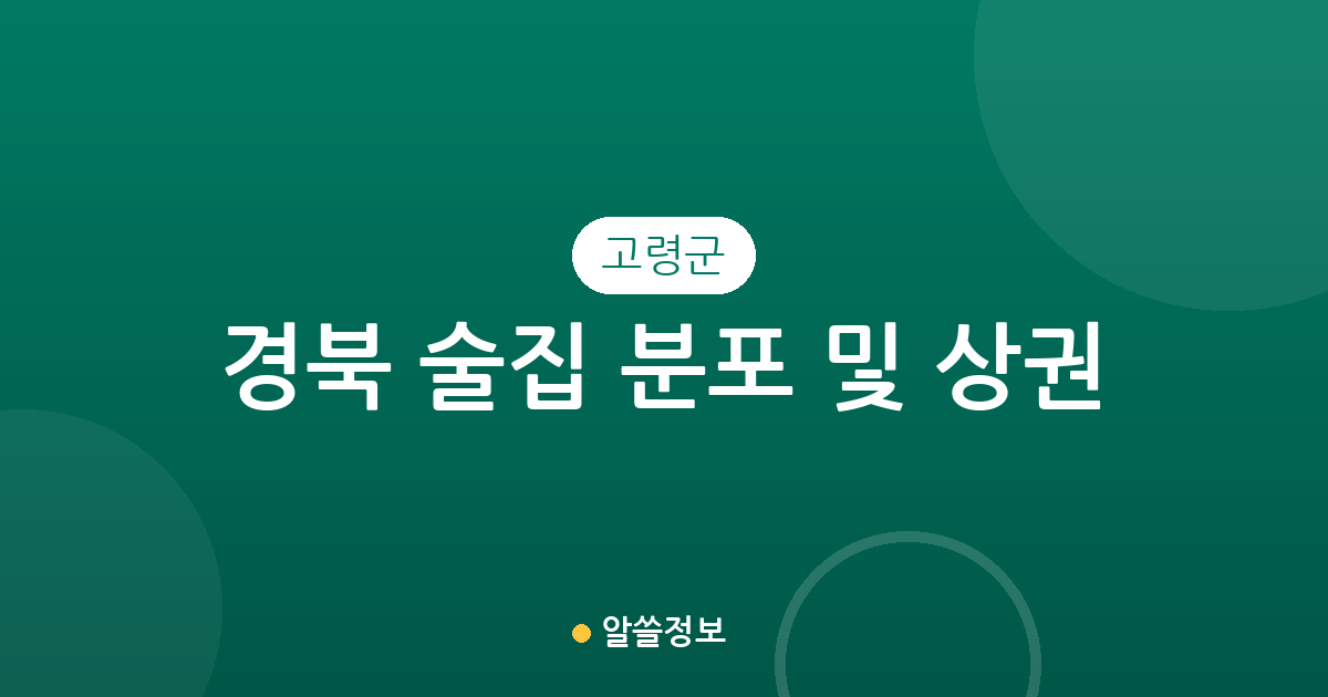 경북 고령군 술집 분포 및 상권 분석: 대가야읍 중심의 지역별 특징