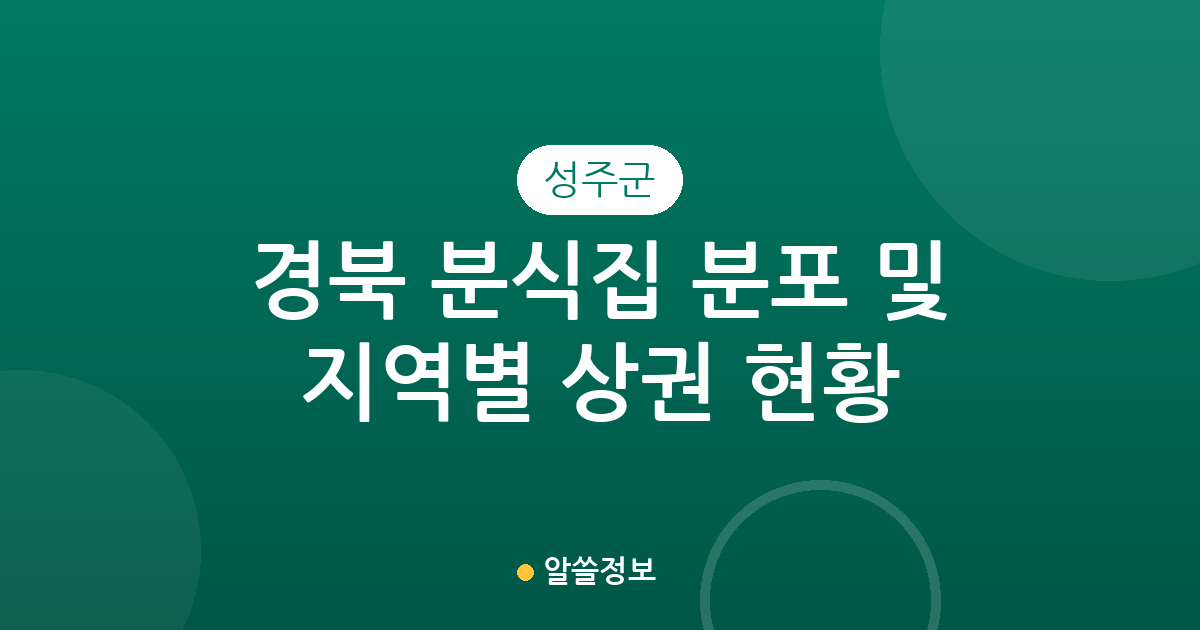 경북 성주군 분식집 분포 및 지역별 상권 현황 분석