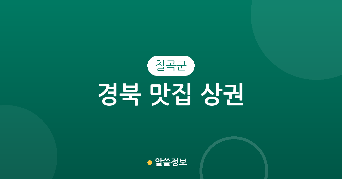 경북 칠곡군 맛집 상권 분석: 왜관읍부터 동명면까지 밀집 지역 정보