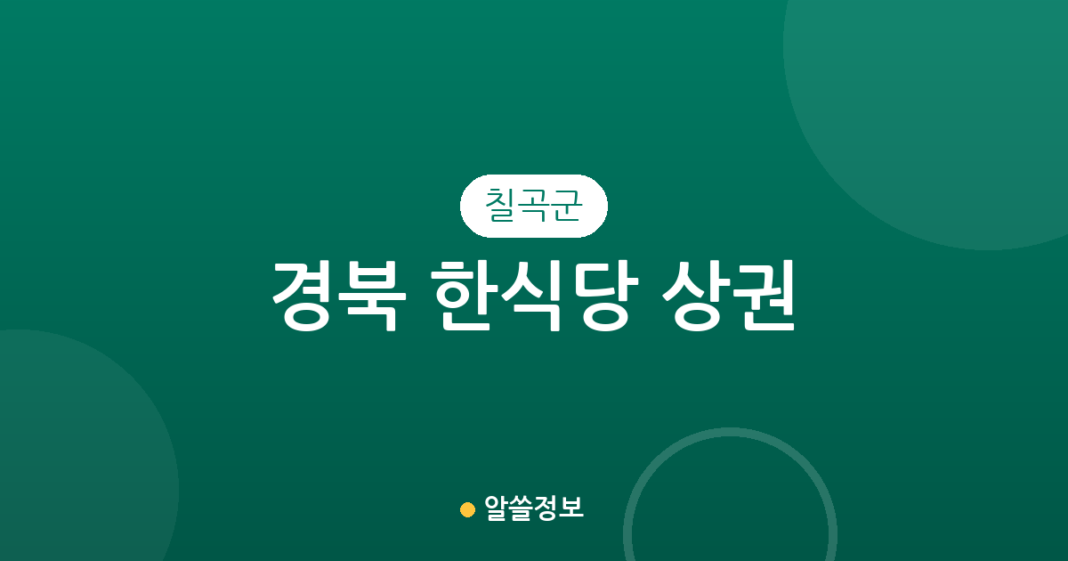 경북 칠곡군 한식당 상권 분석: 왜관·석적·북삼 등 행정동별 분포 현황