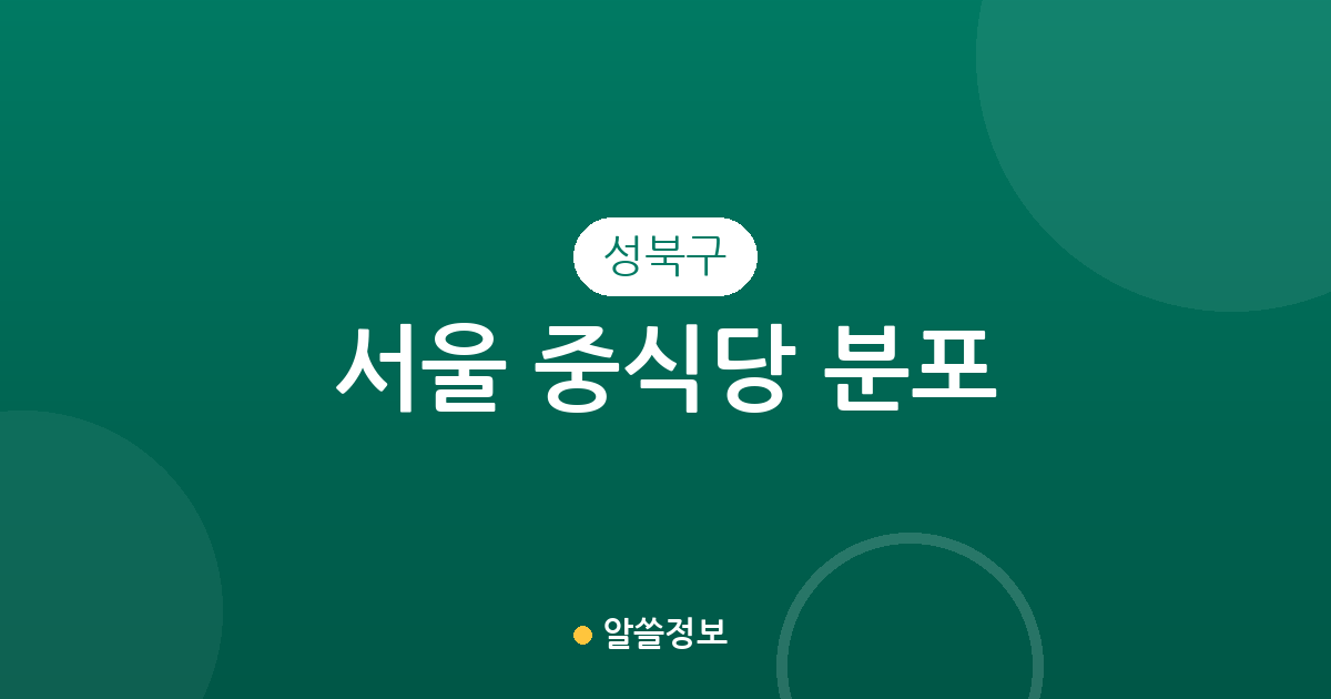 서울 성북구 중식당 분포 분석: 안암·동선·석관동 등 동네별 상권 현황