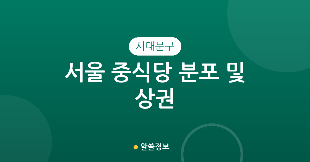 서울 서대문구 중식당 분포 및 상권 분석: 신촌동·연희동 중심의 미식 지도