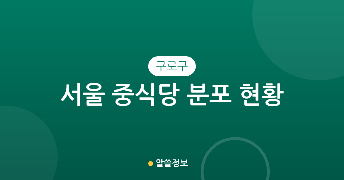 서울 구로구 중식당 분포 현황: 구로3동·가리봉동 등 밀집 상권 분석