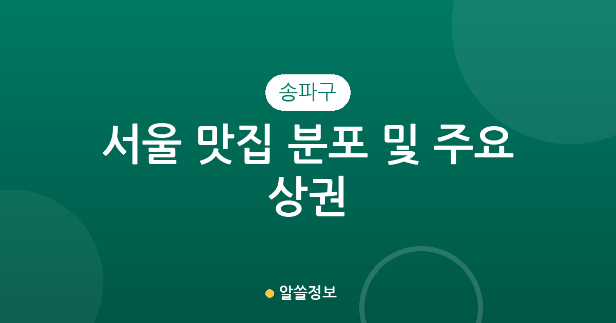 서울 송파구 맛집 분포 및 주요 상권 분석: 잠실본동·문정2동 등 인기 지역 정보