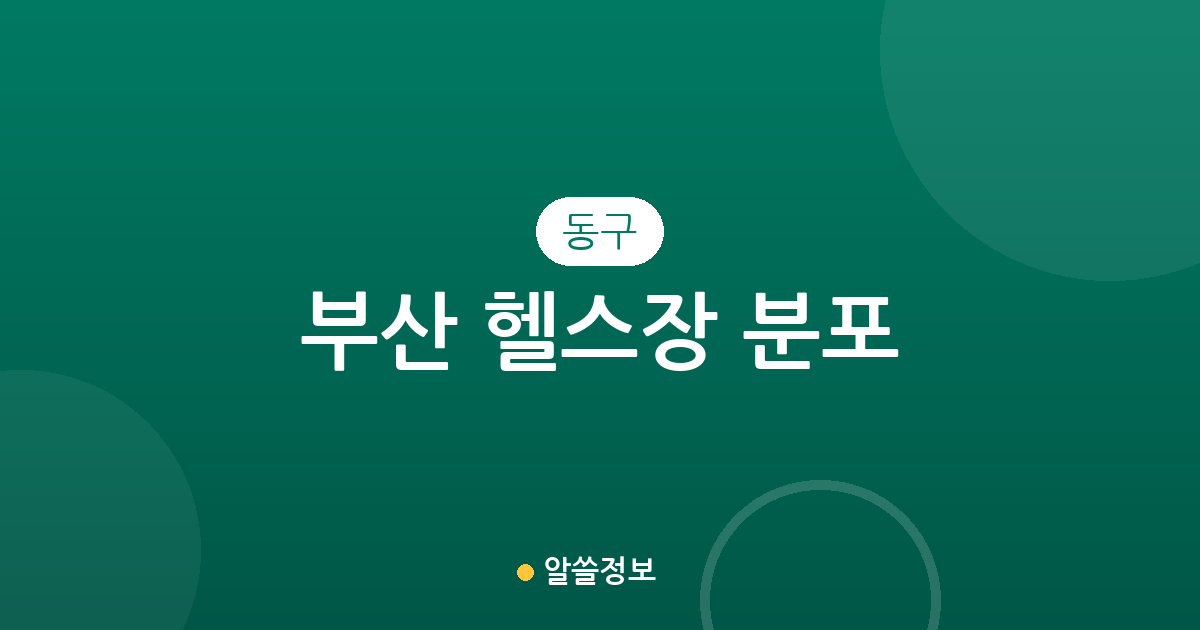 부산 동구 헬스장 분포 분석: 범일동·초량동 상권별 피트니스 밀집도 확인