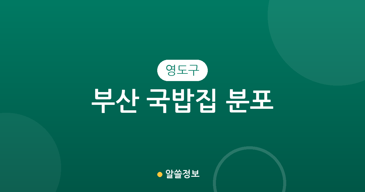 부산 영도구 국밥집 분포 분석: 남항동부터 동삼1동까지 지역별 밀집 현황 정리