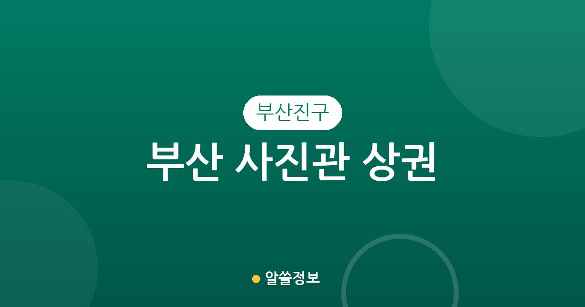 부산 부산진구 사진관 상권 분석: 부전동과 전포동 중심의 스튜디오 분포 현황