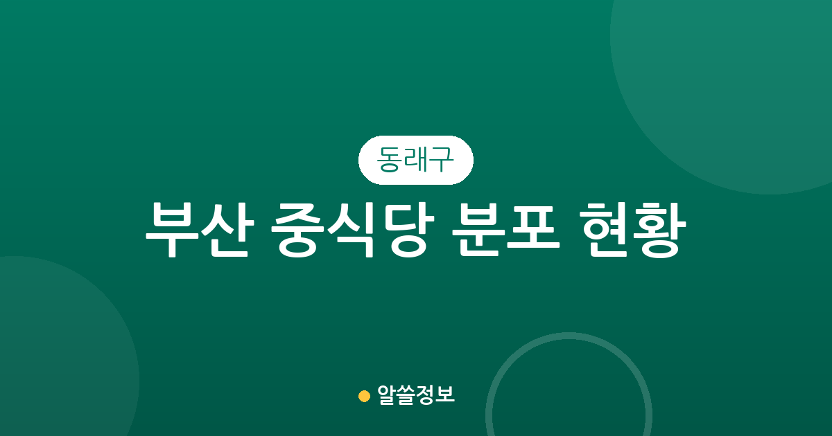 부산 동래구 중식당 분포 현황 분석: 사직동과 안락동 등 밀집 상권 탐색