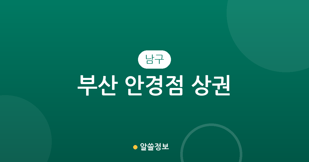 부산 남구 안경점 상권 분석: 대연3동 등 동네별 분포 현황