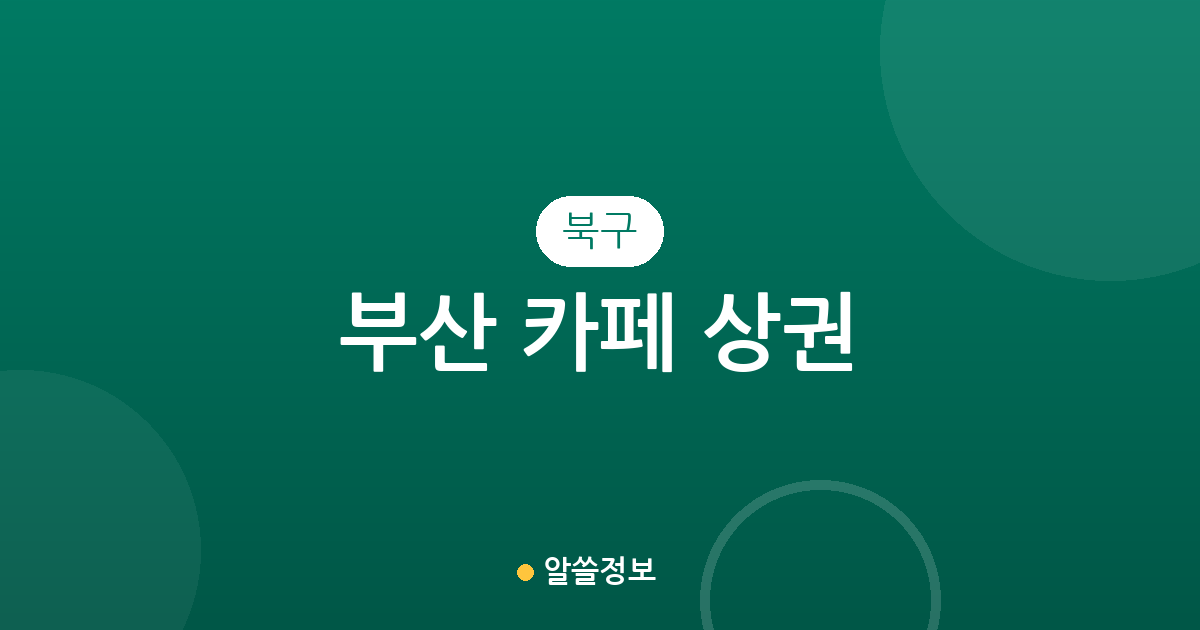 부산 북구 카페 상권 분석: 덕천2동부터 화명·만덕까지 지역별 분포 현황