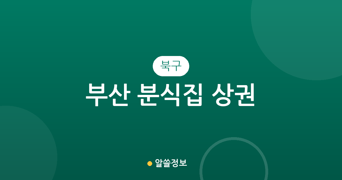 부산 북구 분식집 상권 분석: 화명·금곡·덕천 등 주요 동네별 분포 현황