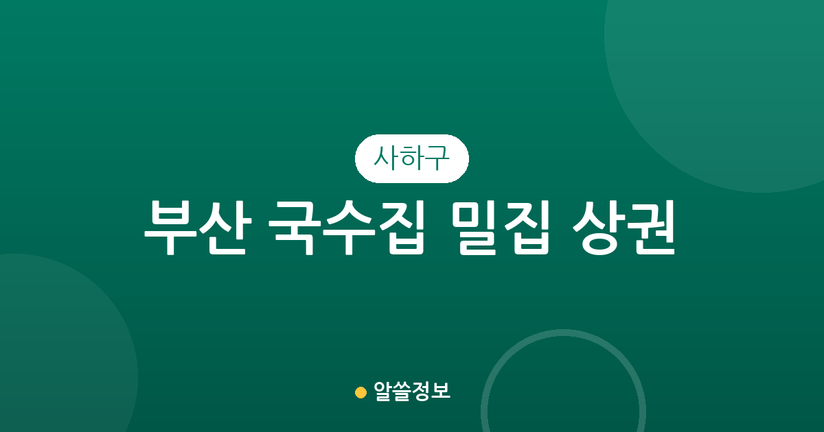 부산 사하구 국수집 밀집 상권 분석: 신평부터 다대까지, 우리 동네 칼국수 맛집 어디에 많을까?