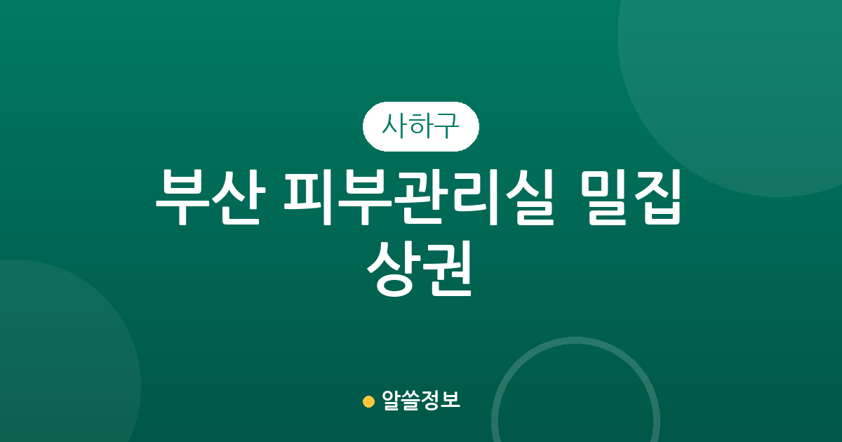 부산 사하구 피부관리실 밀집 상권 분석: 장림2동부터 하단까지 피부샵 분포 현황