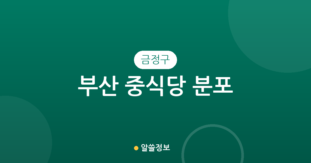 부산 금정구 중식당 분포 분석: 장전동·남산동 중심의 상권 현황