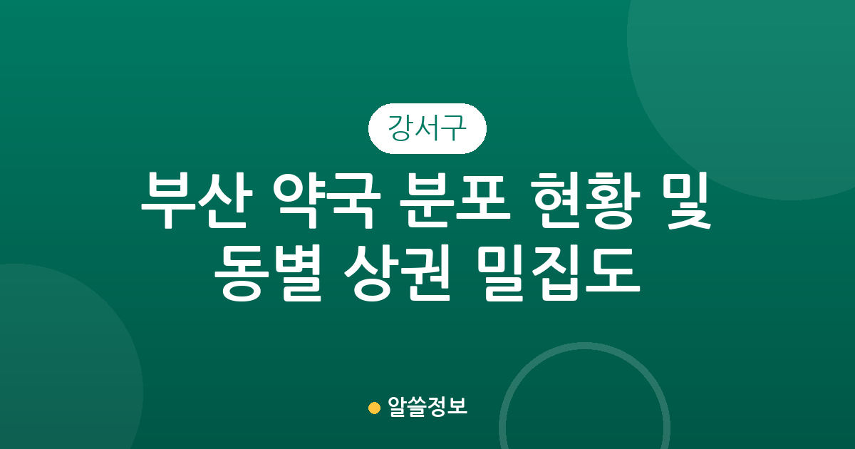 부산 강서구 약국 분포 현황 및 동별 상권 밀집도 분석