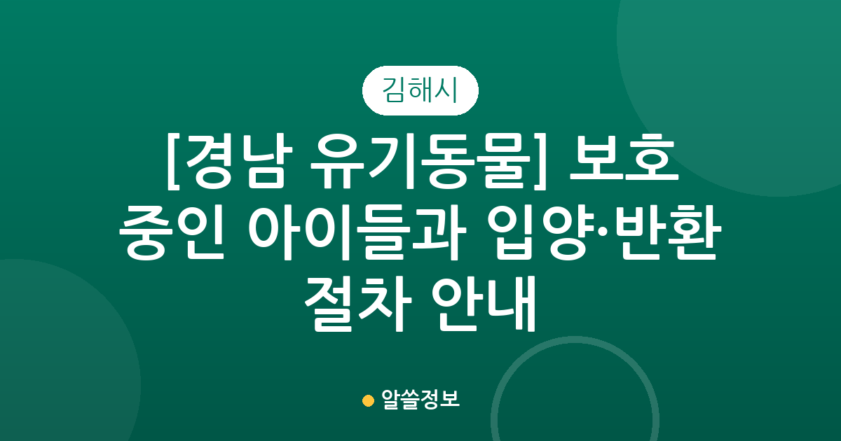 [경남 김해시 유기동물] 보호 중인 아이들과 입양·반환 절차 안내