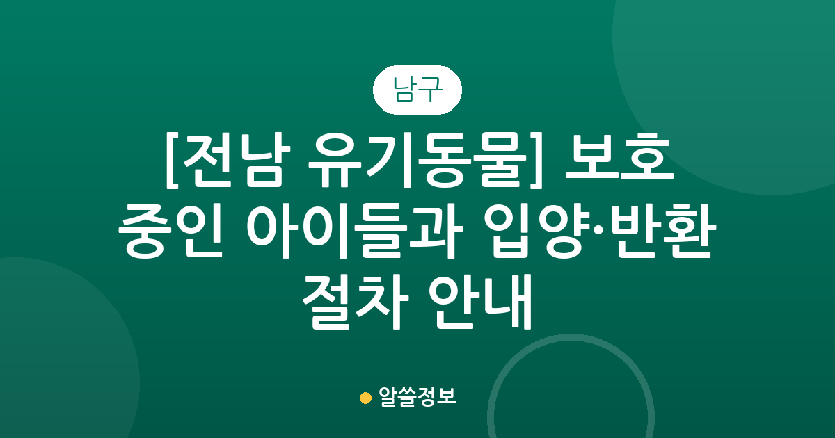 [전남 남구 유기동물] 보호 중인 아이들과 입양·반환 절차 안내