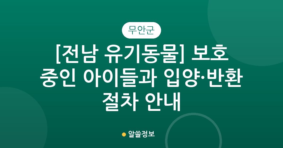 [전남 무안군 유기동물] 보호 중인 아이들과 입양·반환 절차 안내