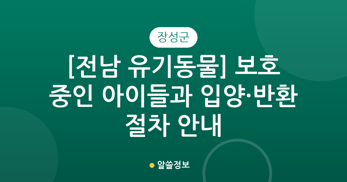 [전남 장성군 유기동물] 보호 중인 아이들과 입양·반환 절차 안내